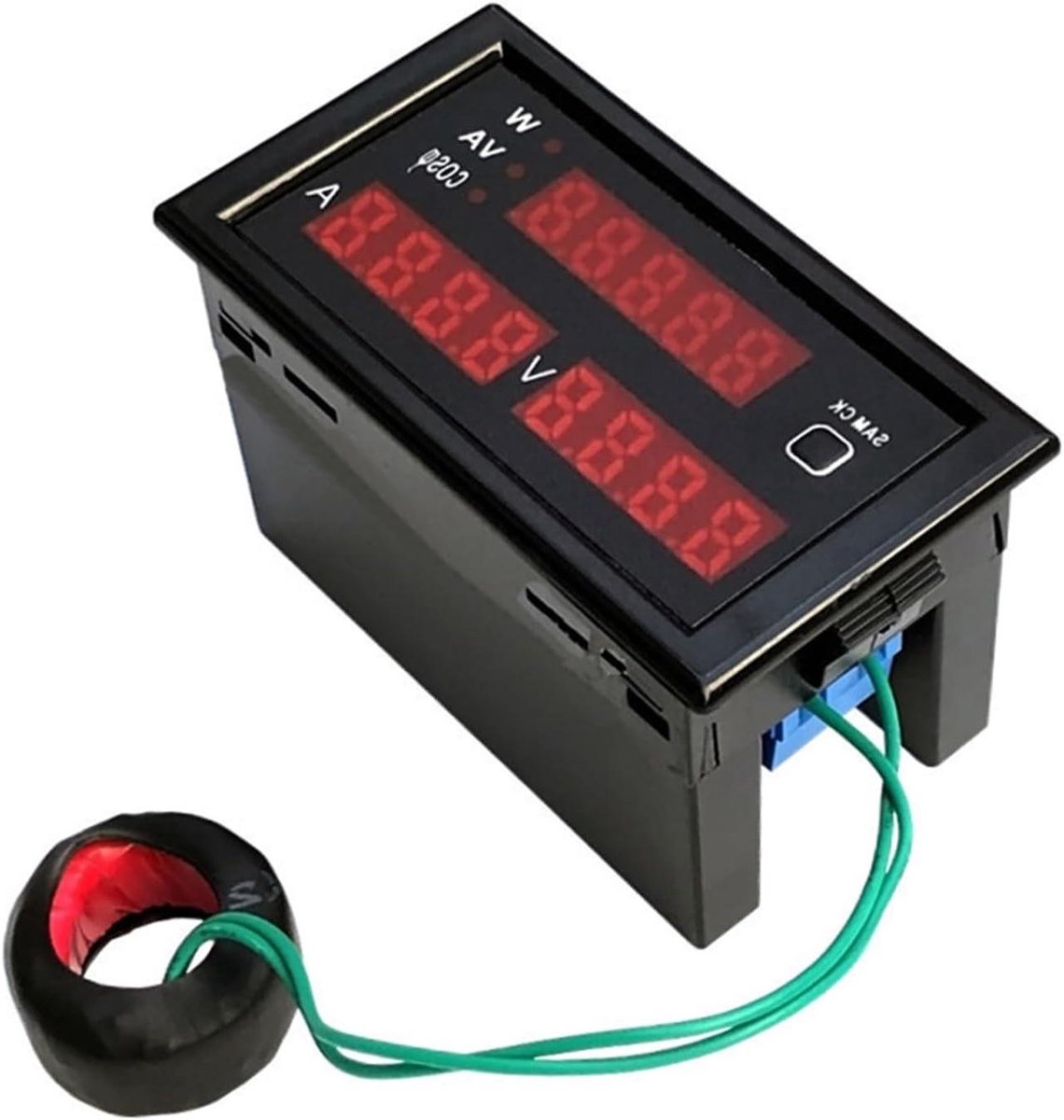 Stroom Monitor - Ampèremeter - Energie Meten - Rood LED Display - 100 Ampère - Zwart