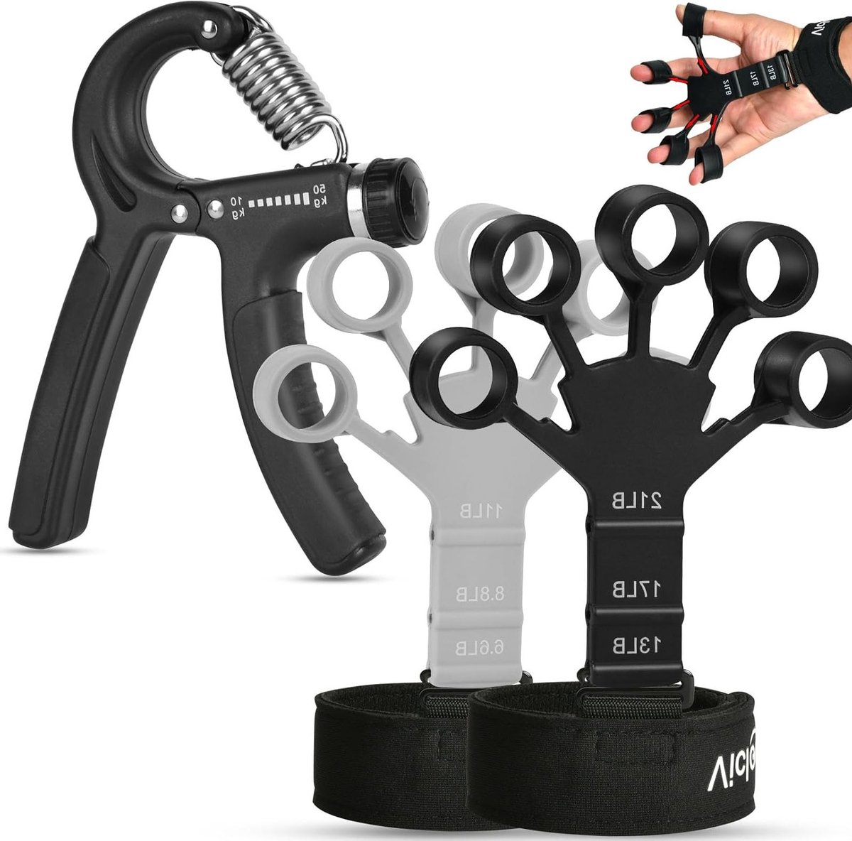 Grip Strength Trainer Set voor Handkracht, Verstelbare Grip Booster van 10-50kg, Ideaal voor Fitness, Klimmen en Herstel van Handblessures
