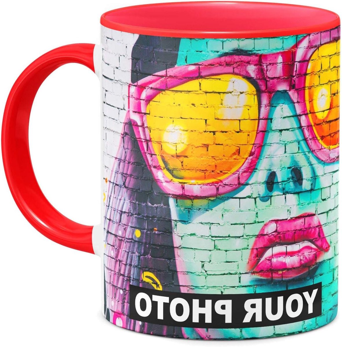 Gepersonaliseerde Mok - Foto Cup - Koffie Drinken - Eigen Ontwerp - 330 ml - Wit Rood