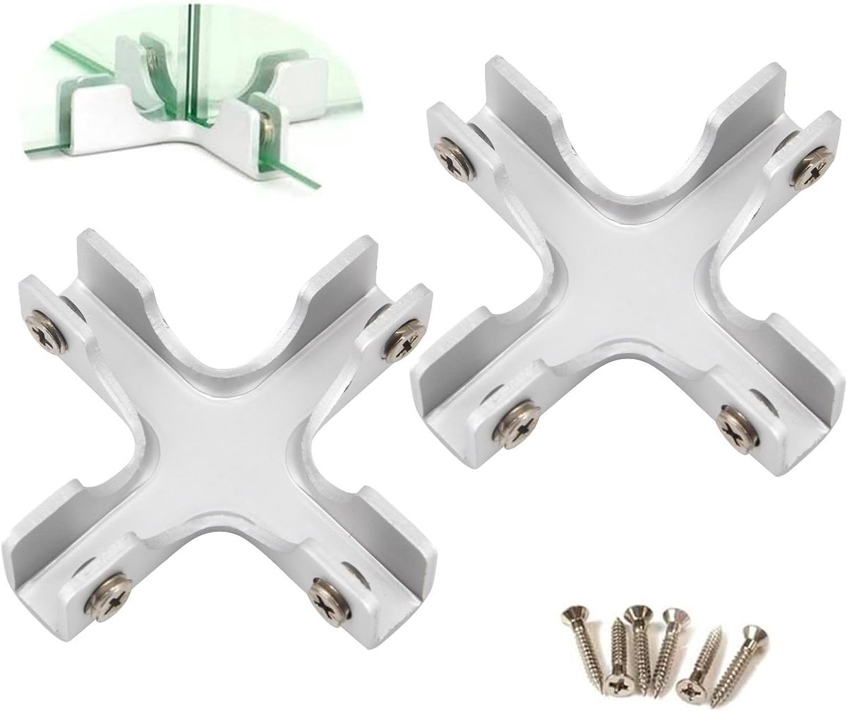Kruisvormige Glasklem van Aluminium Legering voor 6-10mm Dikke Glasplaten met Schroeven - Set van 2, Ideaal voor Glasbevestiging en Interieurdecoratie