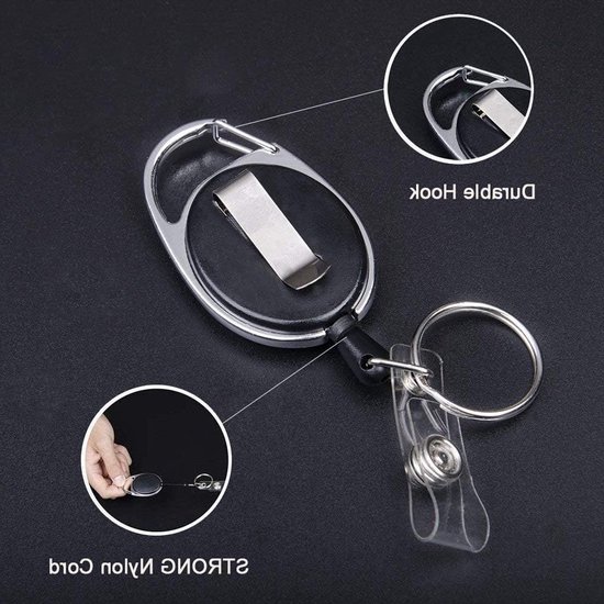 Badgehouder met Retractable Reel Set, Dubbelzijdige Horizontale en Verticale ID Kaarthouder voor School, Kantoor, Sleutelhanger en Riemclip van Merkloos — afbeelding 2