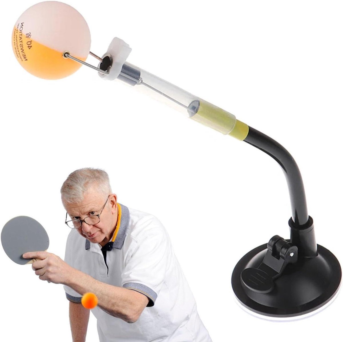 Tafeltennis Trainer - Oefenbal Rebound - Solo Training - Zuignap Stabiliteit - 764 Inch Diameter - Zwart
