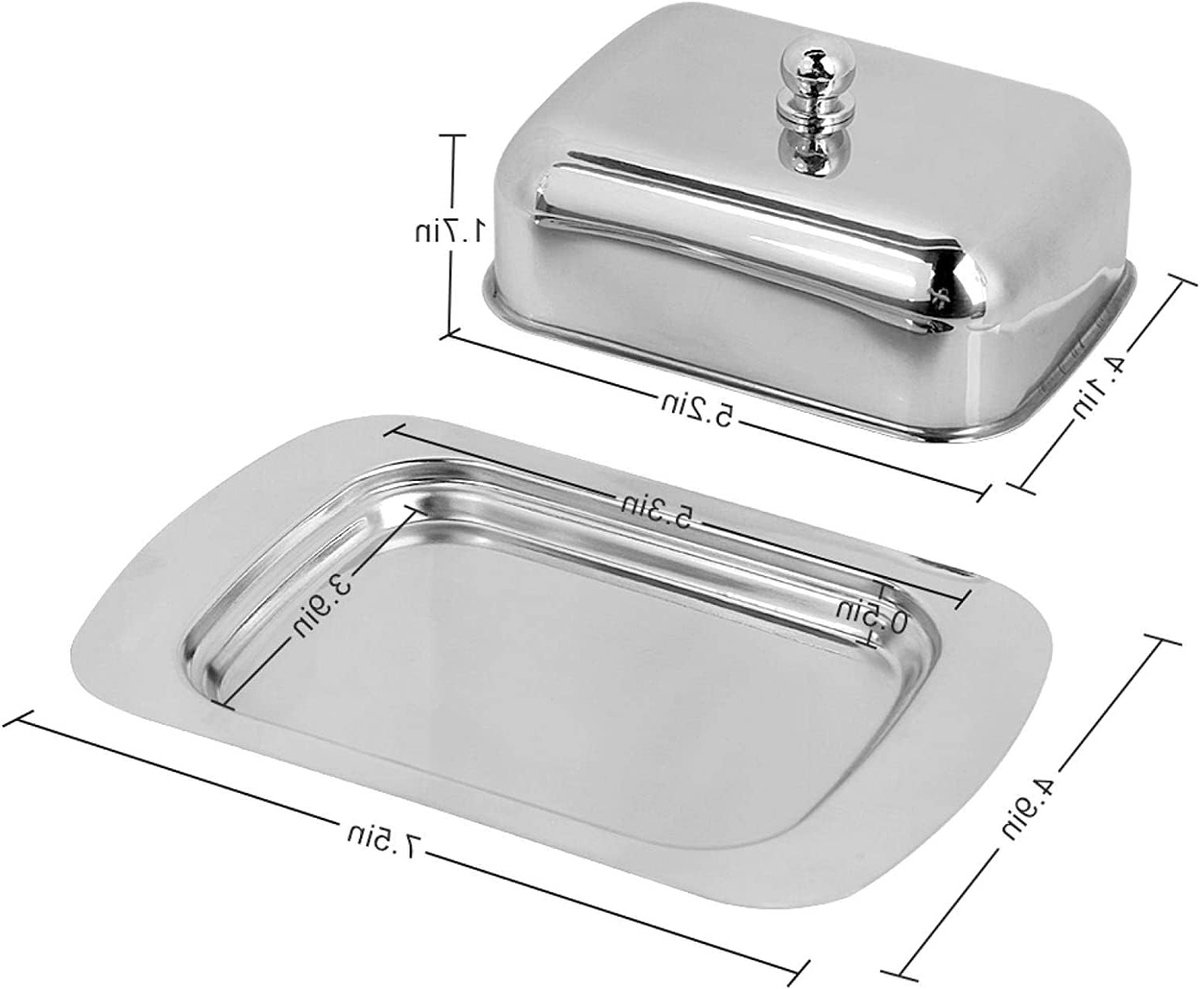 Roestvrijstalen Botervloot met Deksel - Ideaal voor Boter, Kaas en Desserts - 250g Capaciteit, Perfect voor Thuis en Restaurants, 18.8 x 12.7 x 6.5cm