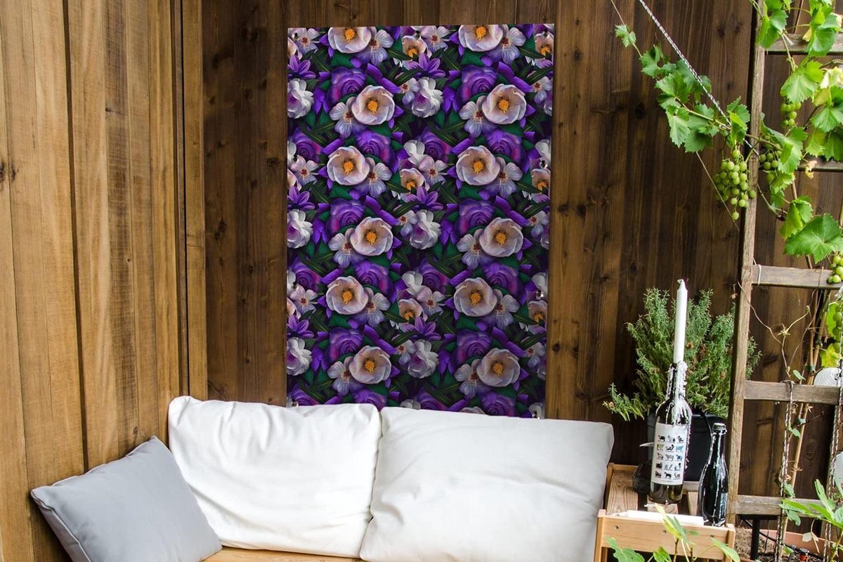 Tuinposter - Tuindoek Bloemen - Tuin Decoratie - UV Bestendig Zeil - 80x120 cm - Paars