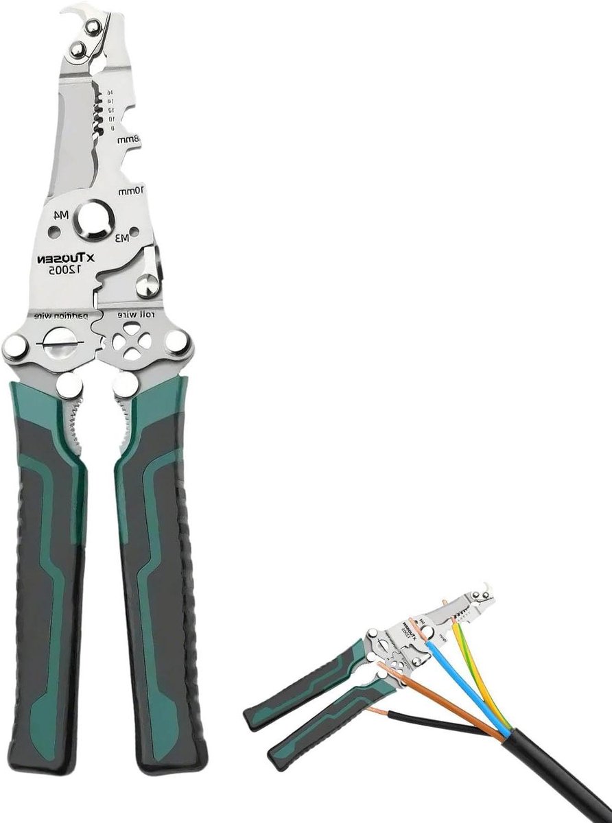 Draadstriptang Krimptang - Multifunctioneel Gereedschap - Elektrisch Werk - Slijtvast Koolstofstaal - 22.3 cm - Uniek