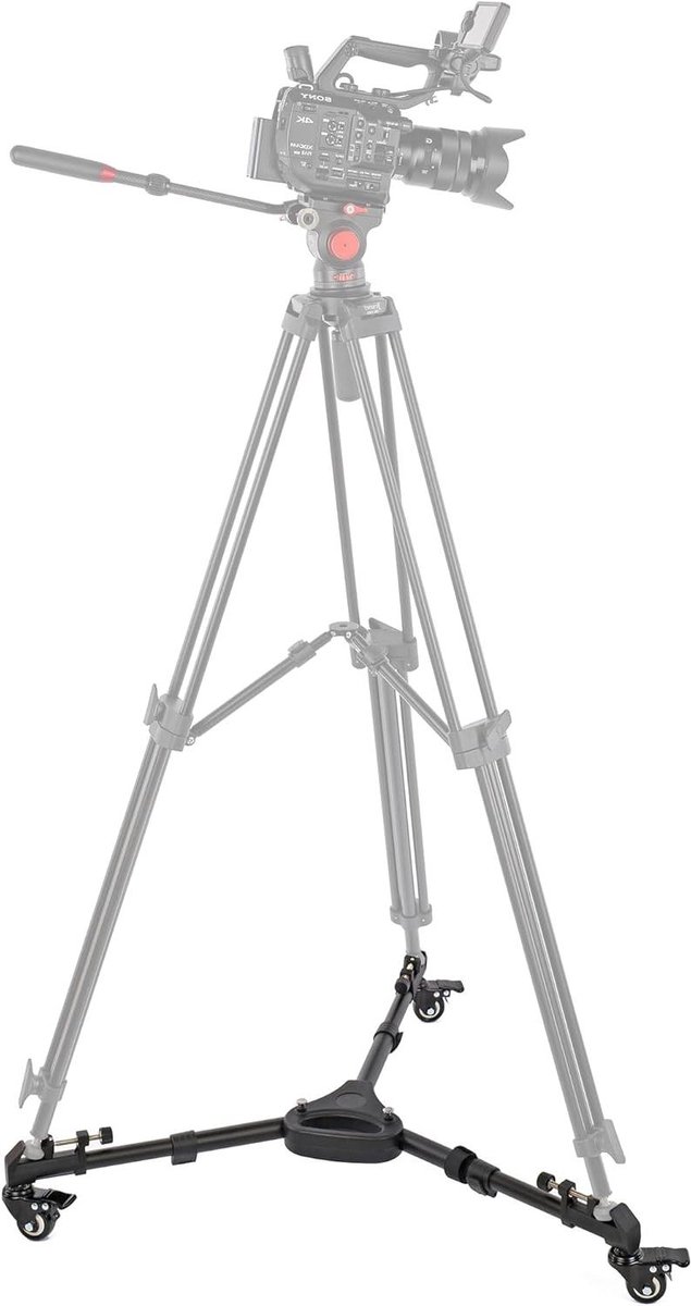 Statiefwagen Aluminium - Rolwagen Dolly - Mobiele Opnames - Verstelbare Klemmen - Tot 18 kg - Zwart