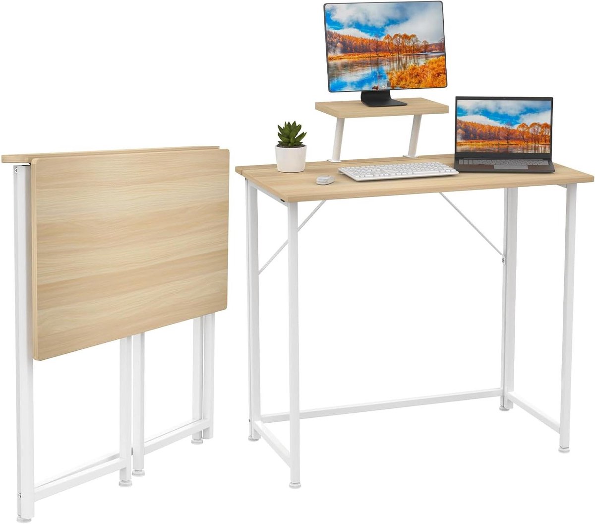 Opvouwbaar Bureau - Klaptafel Werkstation - Thuiskantoor Inrichten - Ruimtebesparend Ontwerp - 80x45x75cm - Bruin