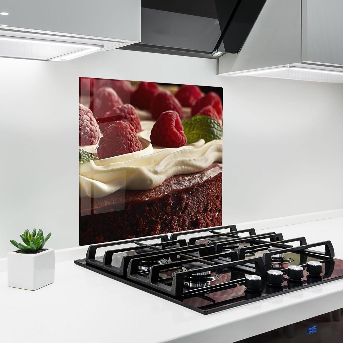 Keuken achterwand - Glazen plaat - Spatten voorkomen - 3D effect print - 60x60 cm - Framboos