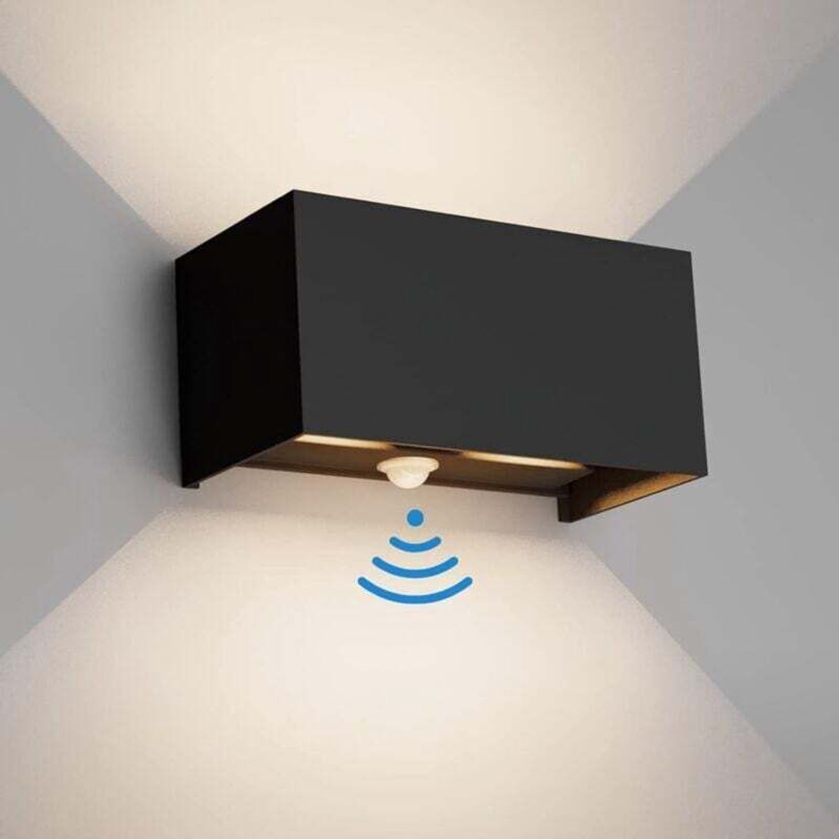 24W buitenlamp geschikt voor bewegingssensor, buitenverlichting, verstelbare lichtbundel, tuinwandlamp, beschermingsklasse, 4000K kleurtemperatuur, zwart.