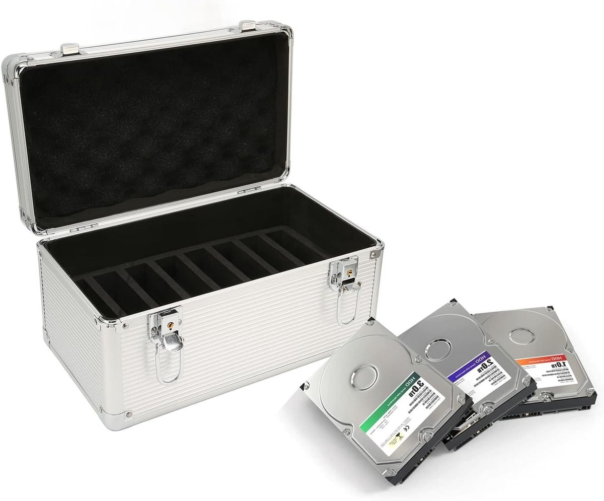 Ruimtebesparende 10-Bay HDD Opslagdoos voor 3.5" IDE SATA Schijven - Aluminium & EVA Bescherming voor Hard Drives