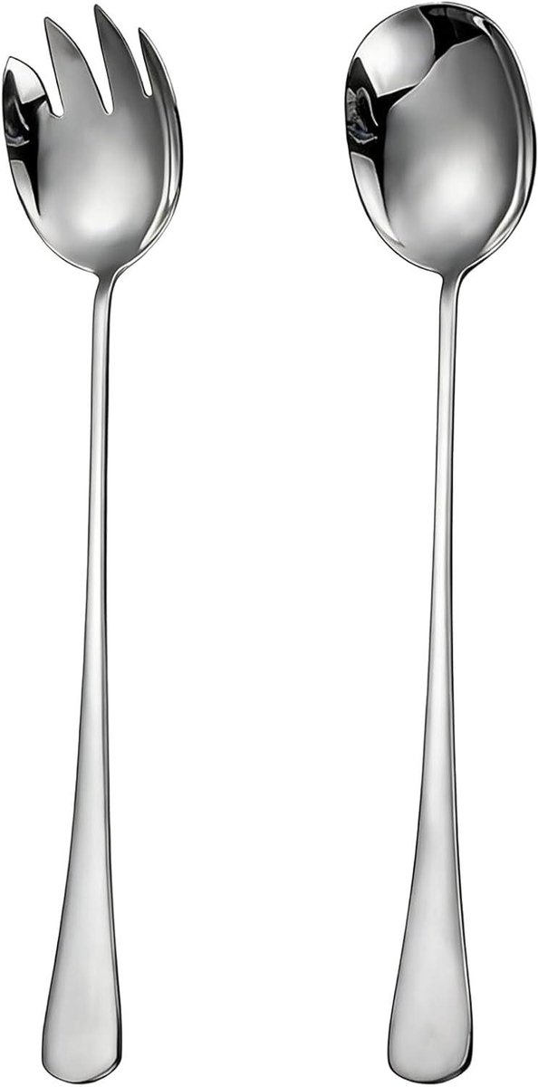 Slabestek Set - Opschepbestek - Serveren van Salades - Roestvrij Staal - 28 cm - Zilver