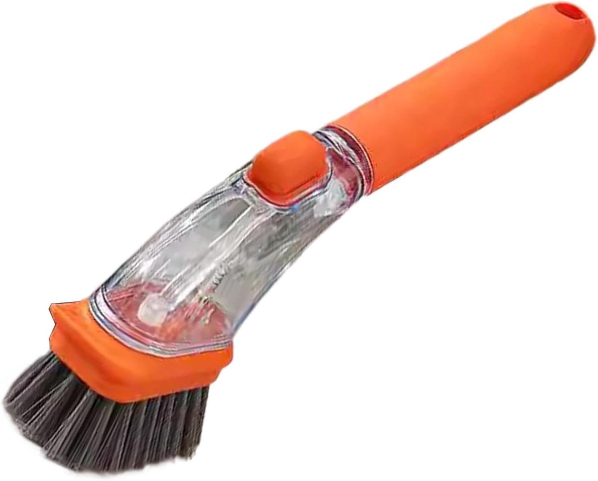 Keukenborstel - Afwasborstel - Efficiënt Schoonmaken - Zeepdispenser Integratie - 247 cm - Oranje