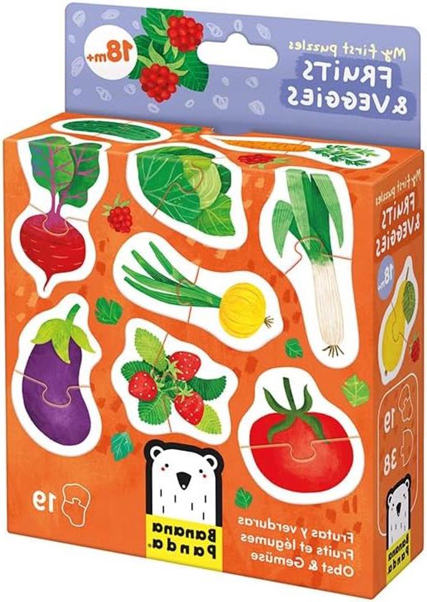 Educatieve Puzzel - Fruit Groente - Leren Spelen - 19 Stuks - Rechthoekig - Meerdere kleuren