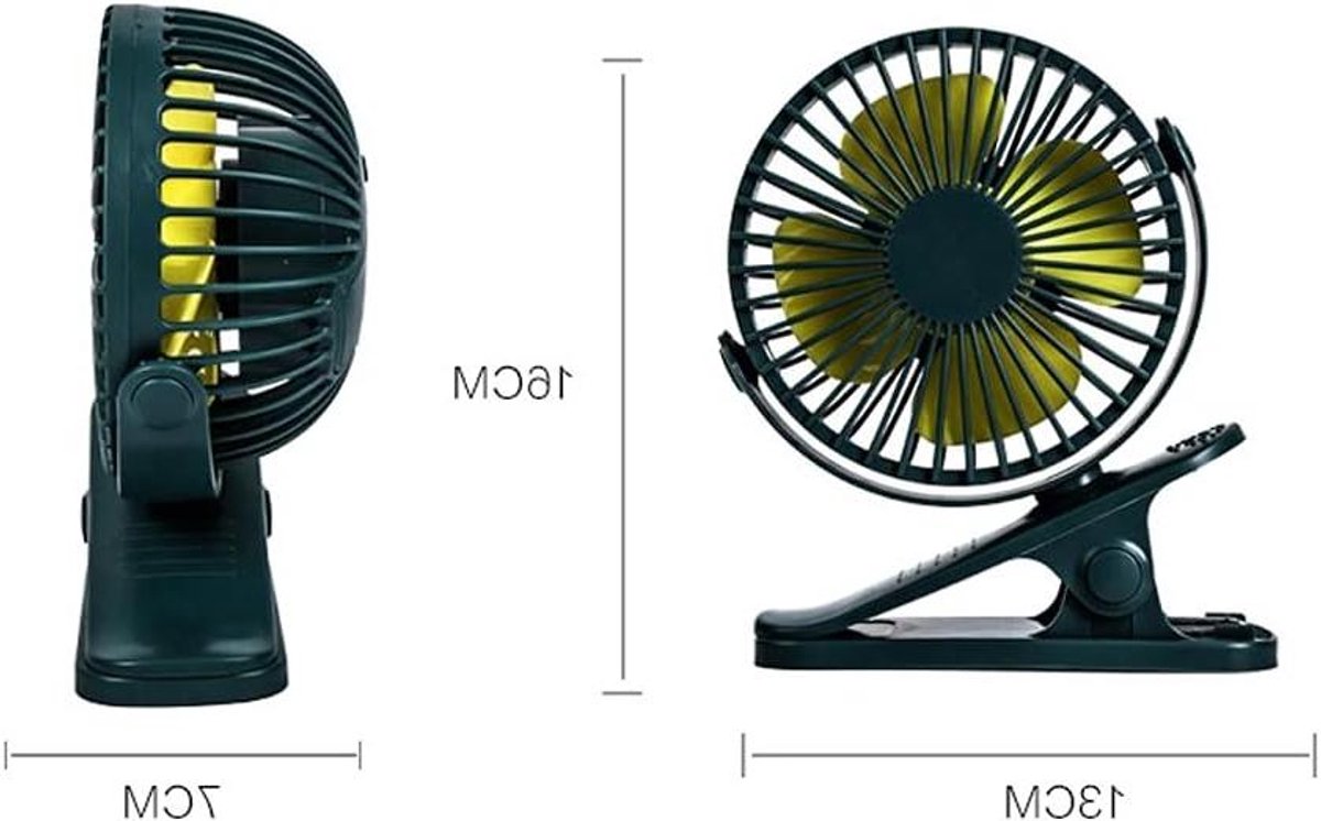 Tafelventilator met clip - Mini ventilator - Persoonlijke verkoeling - 360 graden rotatie - 500 Gram - Wit