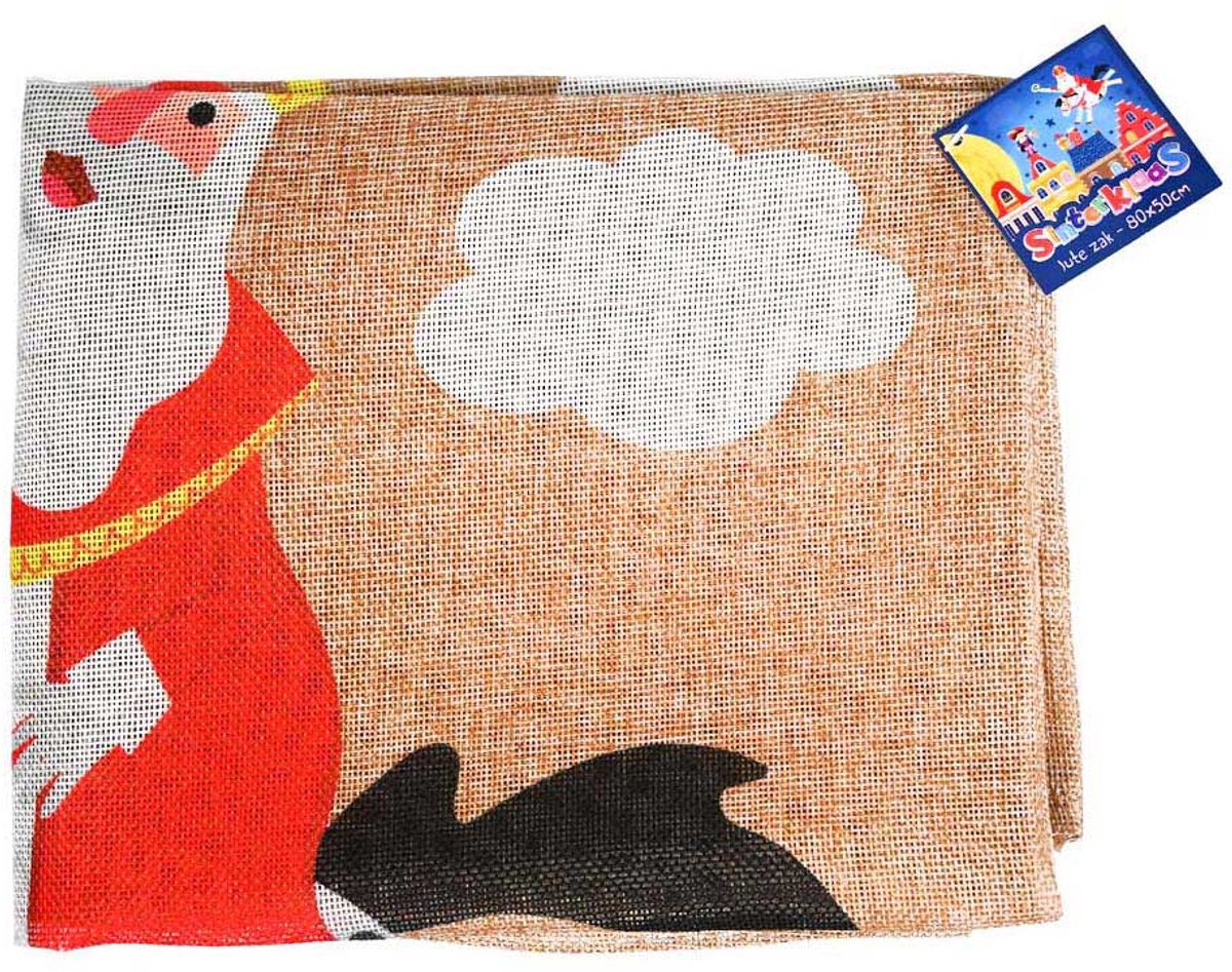 Johntoy jute zak Sinterklaas cadeauzak 80x50 cm herbruikbaar.