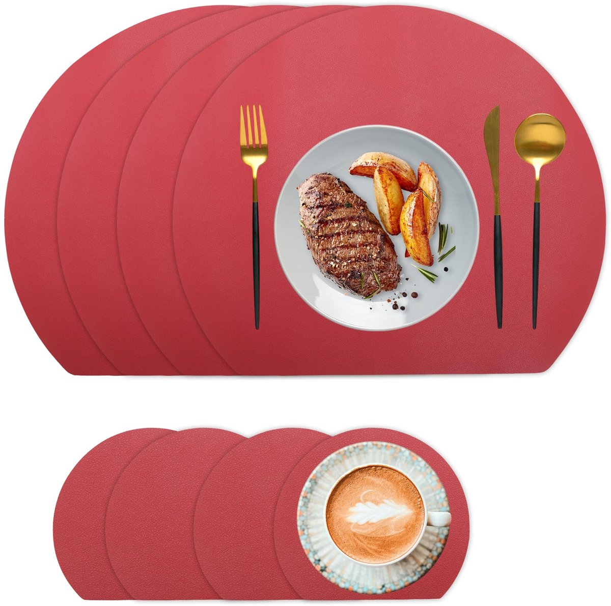 Dailygoods- Placemat Set - Wasbare Placemat - Antislip Dubbelzijdige Placemat - Waterdichte Placemat - Onderzetters - 38 x 33 cm - Tafelonderzetters