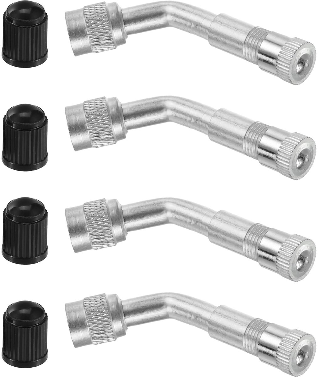 Dailygoods- Ventielstelen Set - 135-Grad Verlengers - Tubeless Ventielen - Zilverkleurig/Koper - Geschikt voor Motorfietsen/Scooters - Eenvoudig te Installeren - Ventielverlenging