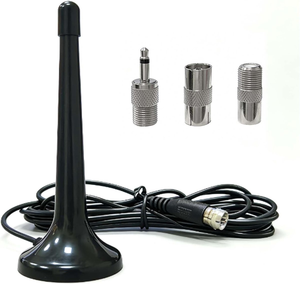 3-piece radio antenna set with magnetic base for excellent DAB and FM reception, including 3 m coaxial cable and plug - ShopVlot