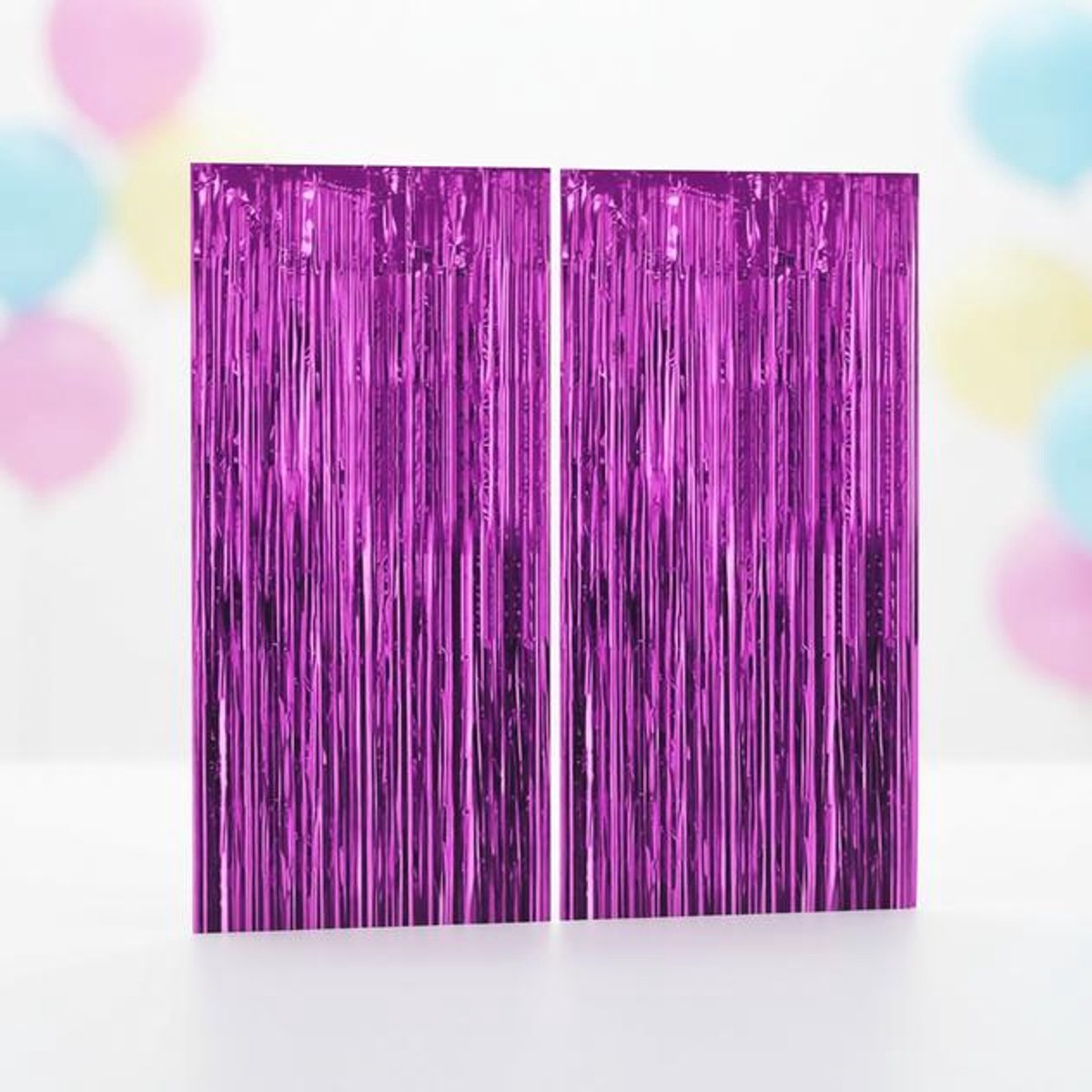 ElleMooi 2 Paarse Lametta Gordijnen - Metalen Folie Gordijn - Achtergrond Ringgordijnen - 1m x 2m - Verjaardag & Bruiloft Decoratie