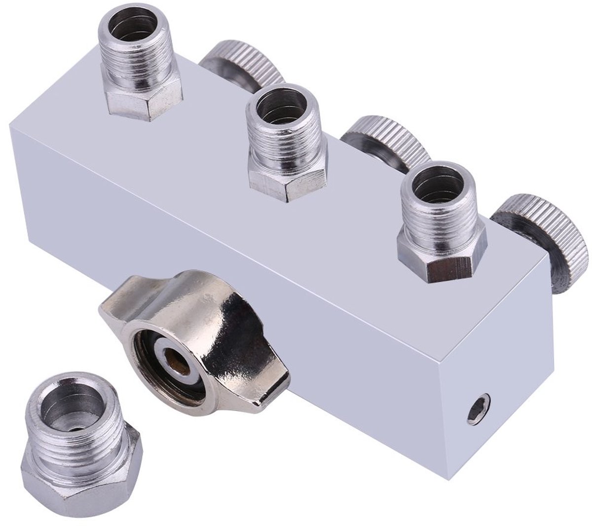 SOUQONE- Luchtslangsplitter 3-weg - Metalen Adapter - Regelkleppen - Airbrush-aansluitingen - Geen lekken - Eenvoudig in gebruik - Luchtverdeelstuk