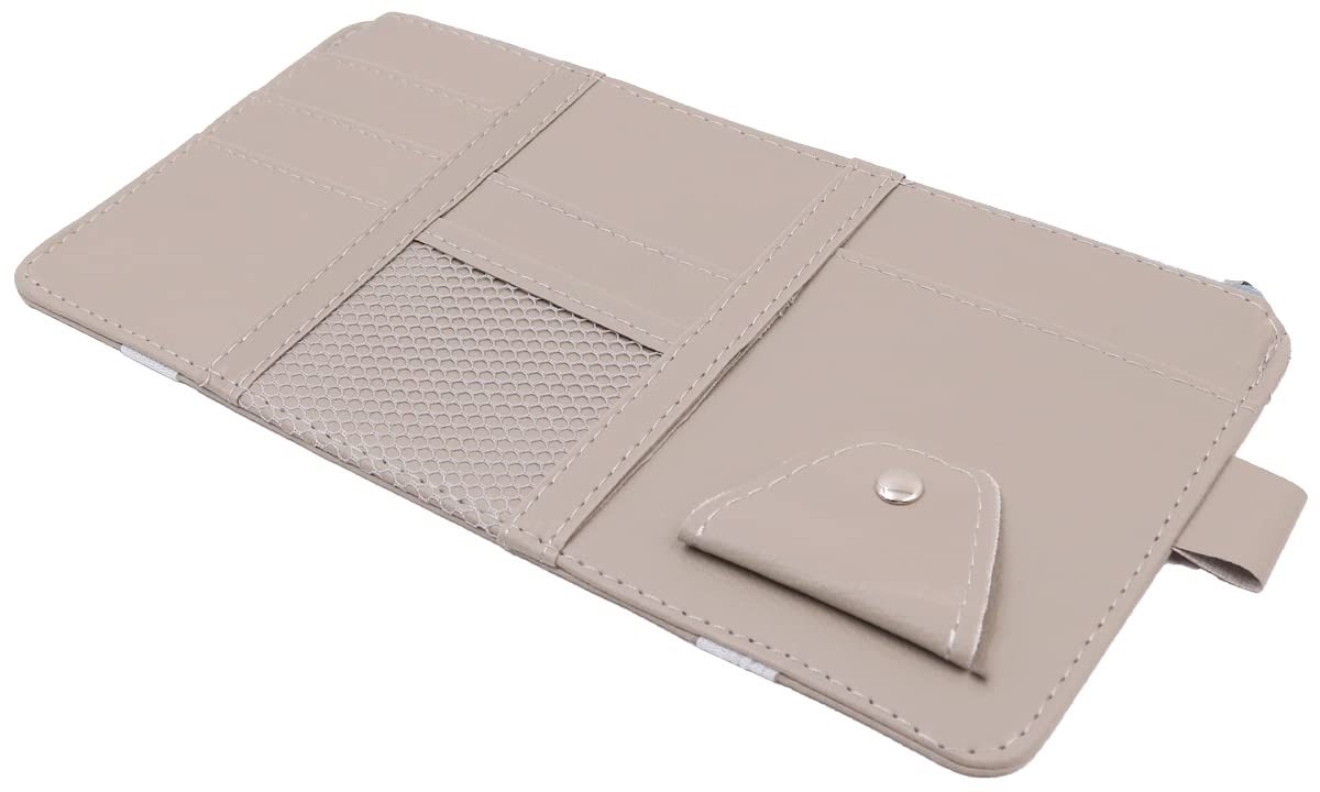 LAUZY- Zonwering Auto Organizer - PU-Kunststof - Meerdere Vakken - Voor Documenten/Sleutels/Zonnebril - Lichtgewicht - Elegante Afwerking