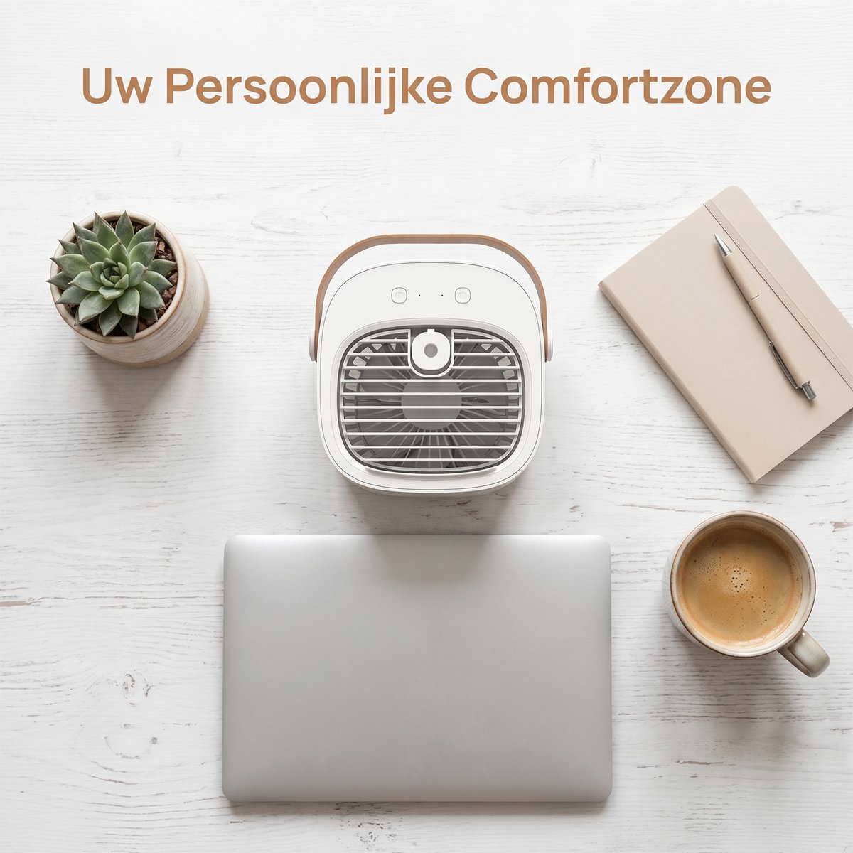 carmdering -Mini airco-kleine airco-4000mAh oplaadbare persoonlijke luchtkoeler-Mini-airconditioner met 3 snelheden - mini aircooler met water-Stille desktopkoelventilator voor thuis, slaapkamer, reizen, kantoor, buiten en binnen - Wit — afbeelding 7