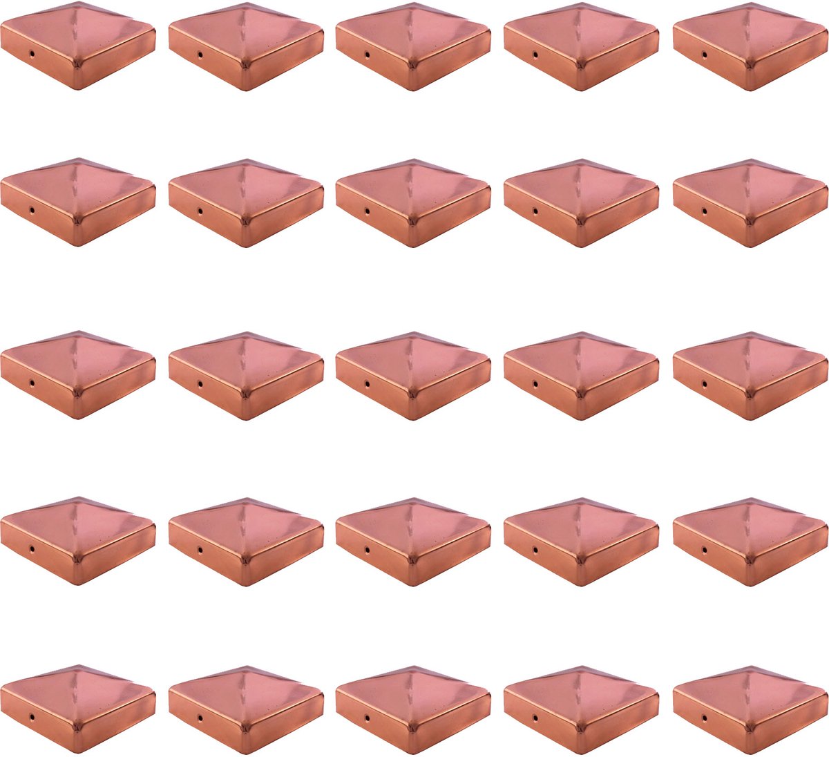 TRUTZHOLM - Paalkap Koper - 121 mm - Piramide - Afdekkap voor Palen 12x12 cm - Houtbescherming - 25 Stuks Set