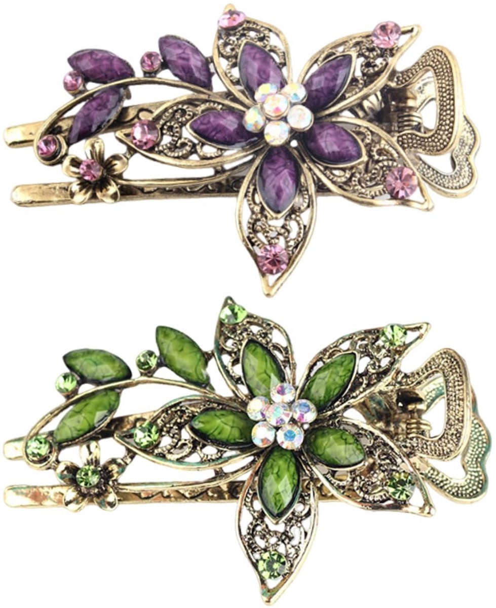 Dailygoods- Haarspelden Antiek Bloembladontwerp - Haarspelden Dames - Retro Haaraccessoires - Creatieve Haaraccessoires - 2 Stuks - Duurzaam Materiaal