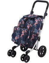 Packaway Boodschappentrolley met 4 wielen - boodschappenwagen deluxe met koelvak en verstelbaar handvat – 60 liter – Japanese Flower