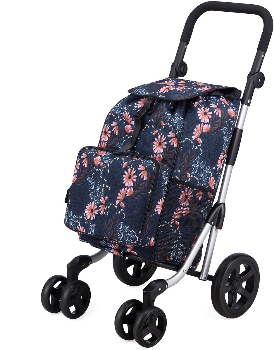 Packaway boodschappentrolley - 4 wielen - koelvak - verstelbaar handvat - 60 liter - Japanese Flower