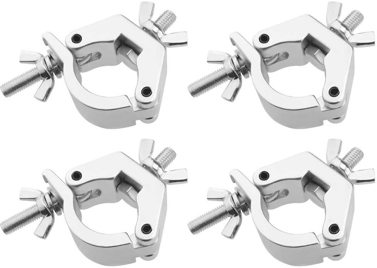 Dailygoods- Haak 4 Stuks - Aluminium Haak - Klem/Podium Haak - Antislip Ontwerp - Draagvermogen 100kg - Voor Verlichtingsarmaturen - Lichtklem