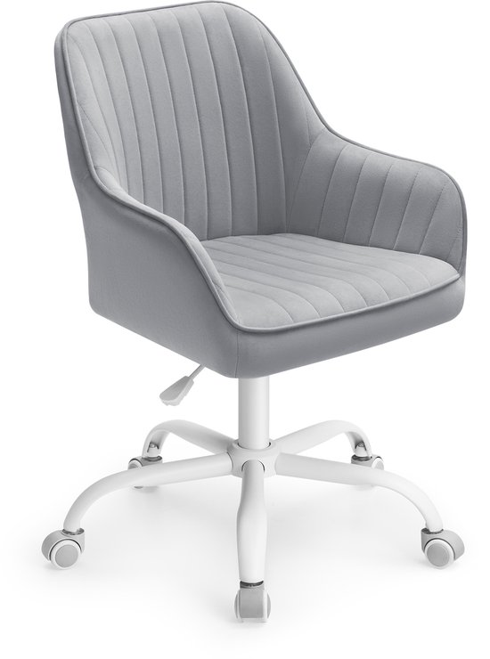 SONGMICS - Bureaustoel - Relaxfauteuil - Draaibaar - Fluwelen - Verstelbaar - Voor Werkkamer Bar