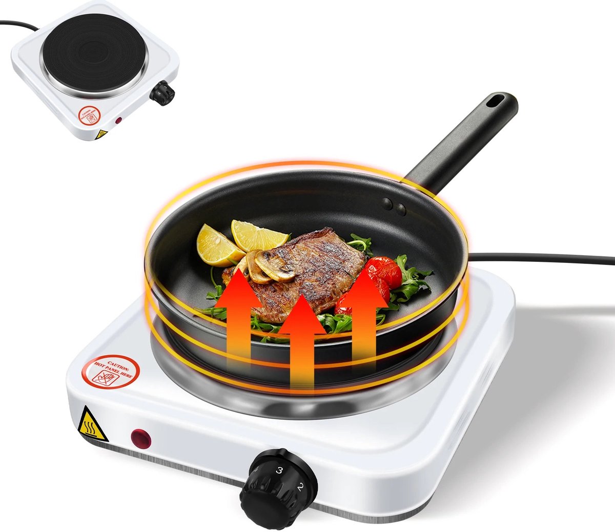 Cellista Elektrische Kookplaat 1000W - 1 Pits Kookplaat - Draagbare Elektrische Brander - Gietijzeren Kookplaat - Camping Kookplaat - 15,5 cm