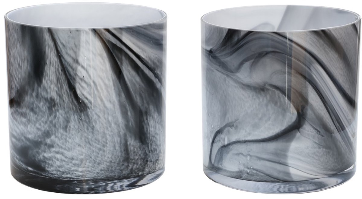 Waxinetheelichtjeshouder Celtic | Marble | Ø15 x H15 cm | Set van 2