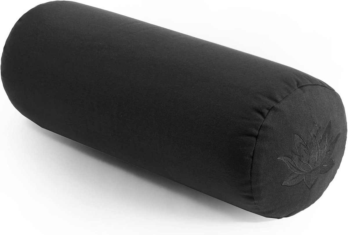 Yoga Bolster - Meditatiekussen Rol - Yoga Oefeningen - Biologische Boekweitvulling - 61 x 23 cm - Grafietgrijs