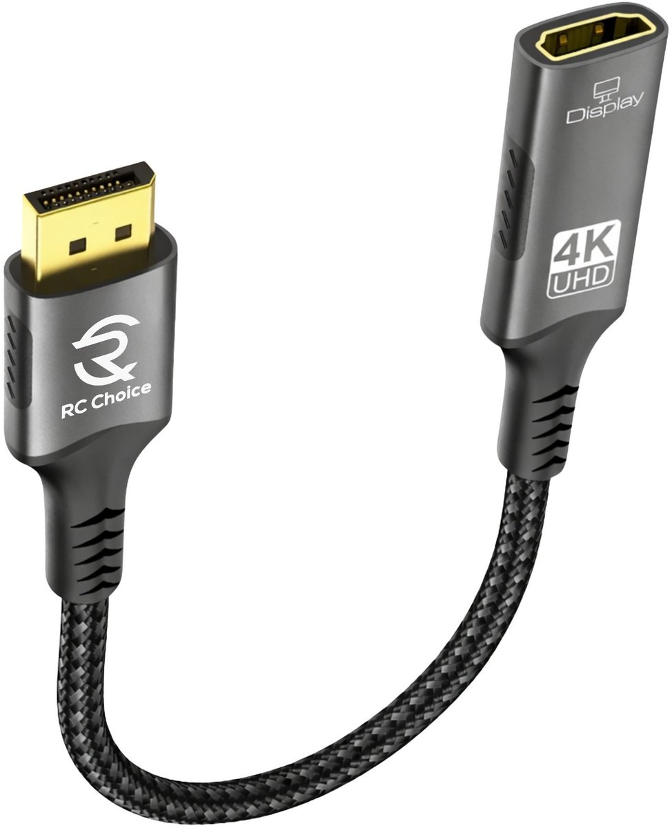 DisplayPort naar HDMI Adapter Kabel - 4K 60Hz - Sterk en Flexibel Nylon