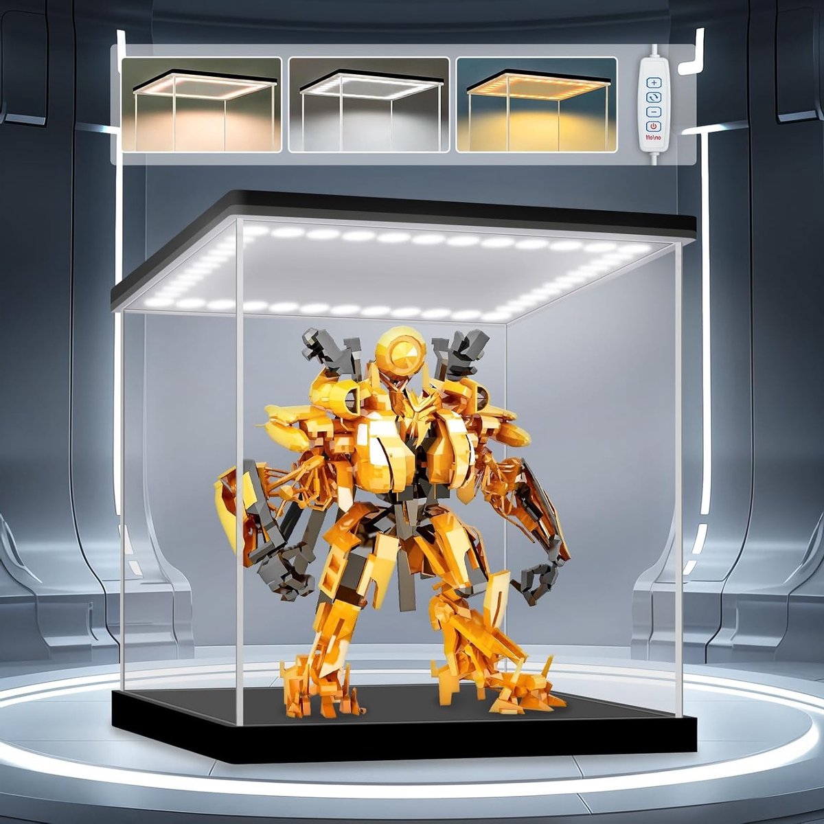 Transparante acryl vitrine voor miniatuurauto's en figuren met LED-verlichting (10x10x10cm) - Perfect voor tentoonstellingen en verzamelingen