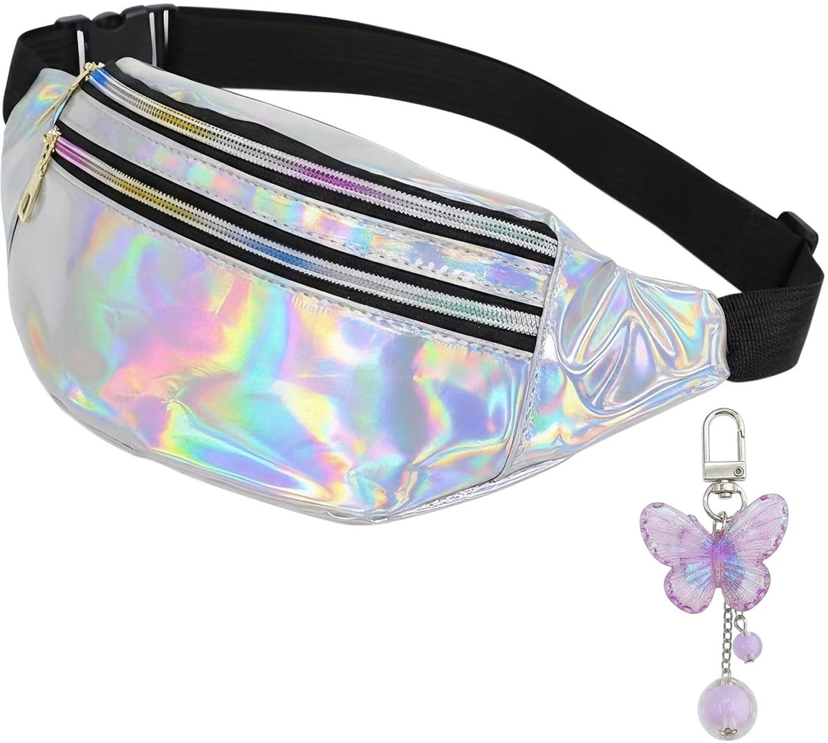 Dailygoods- Heuptas dames - Holografische heuptas - Waterdichte fanny pack - Verstelbare riem - Drie vakken - Retro jaren 80 stijl