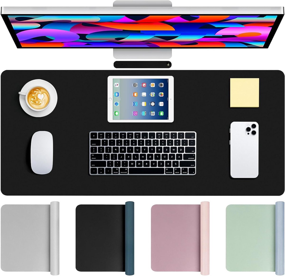 Dubbelzijdige PU Leren Bureau Mat 90 x 40 cm, Waterdicht, Antislip en Geluidsarm voor Kantoor en Thuisdecoratie