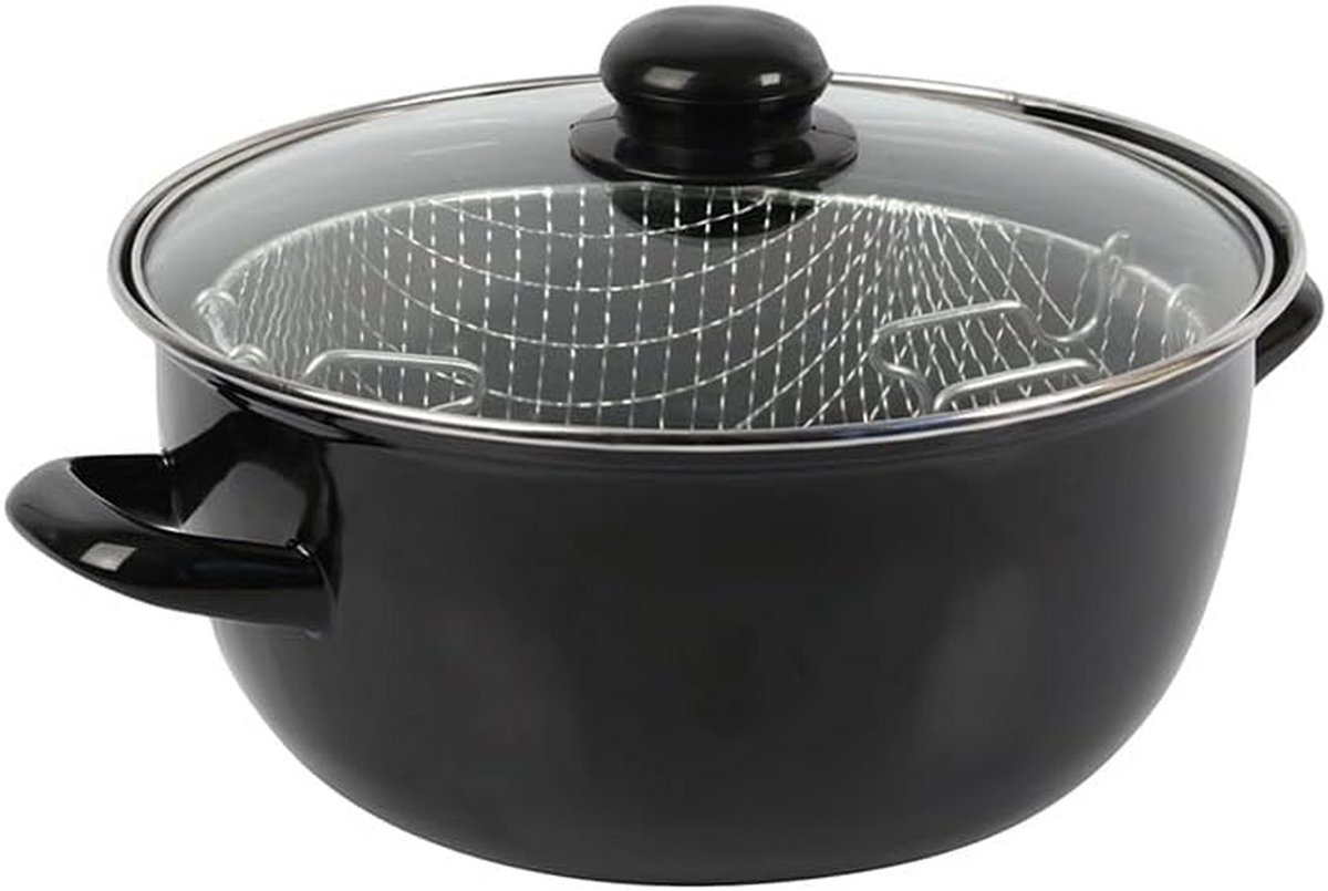 Traditionele friteuse - Friteuse du Nord - Lekker Frituren - Geëmailleerd staal - Ø 20 cm - Zwart