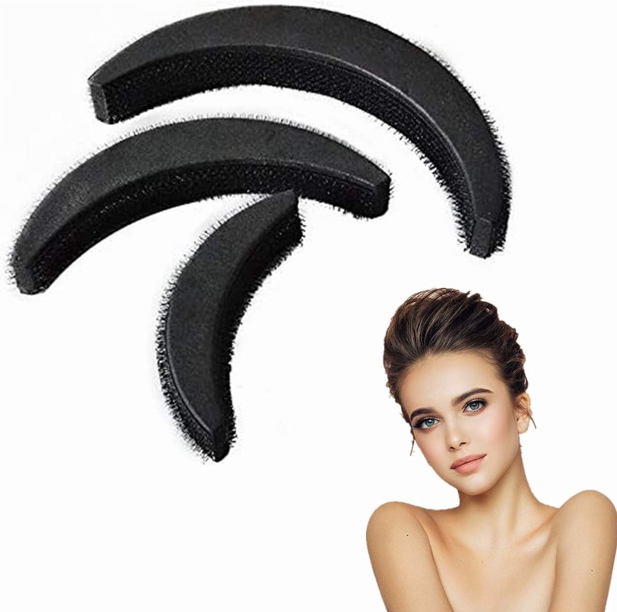 SMOAKEZ- Haaraccessoires - 3-delige Haarbasis - Volume Haar Styling Clip - DIY Kapsels - Kunststof - Zwart - Lichtgewicht - Haarstylingtool