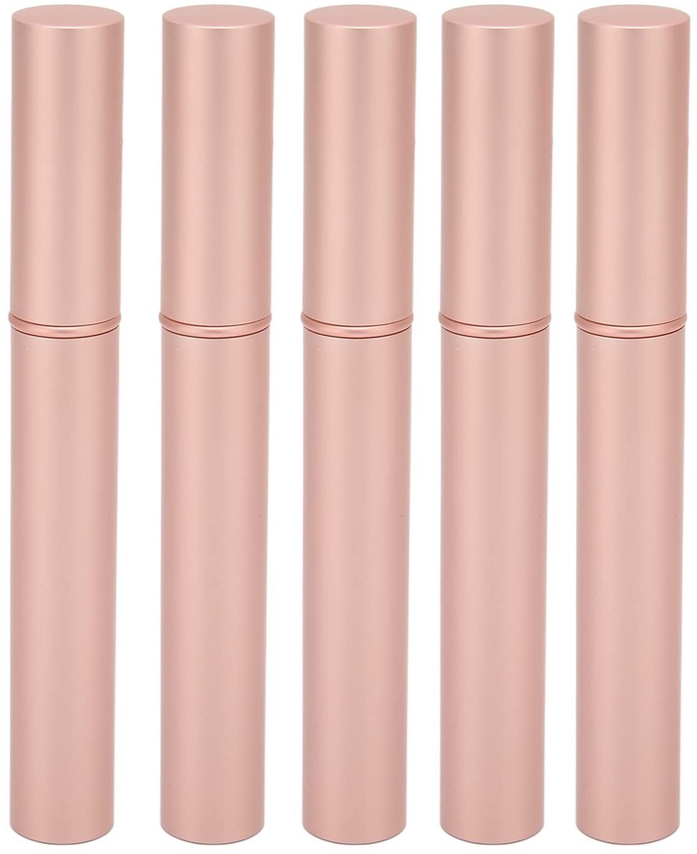 SMOAKEZ- Mascara Buis 5 Stuks - 4 Ml Metalen Shell - Wimper Wand - Rubber Plug - DIY Cosmetica - Roze Goud - Cosmetica Container