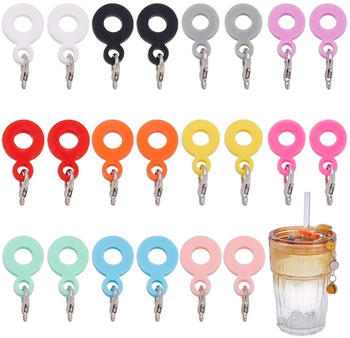 LIVIA HOME - Set van 12 Siliconen Bedel Adapters voor Rietjes