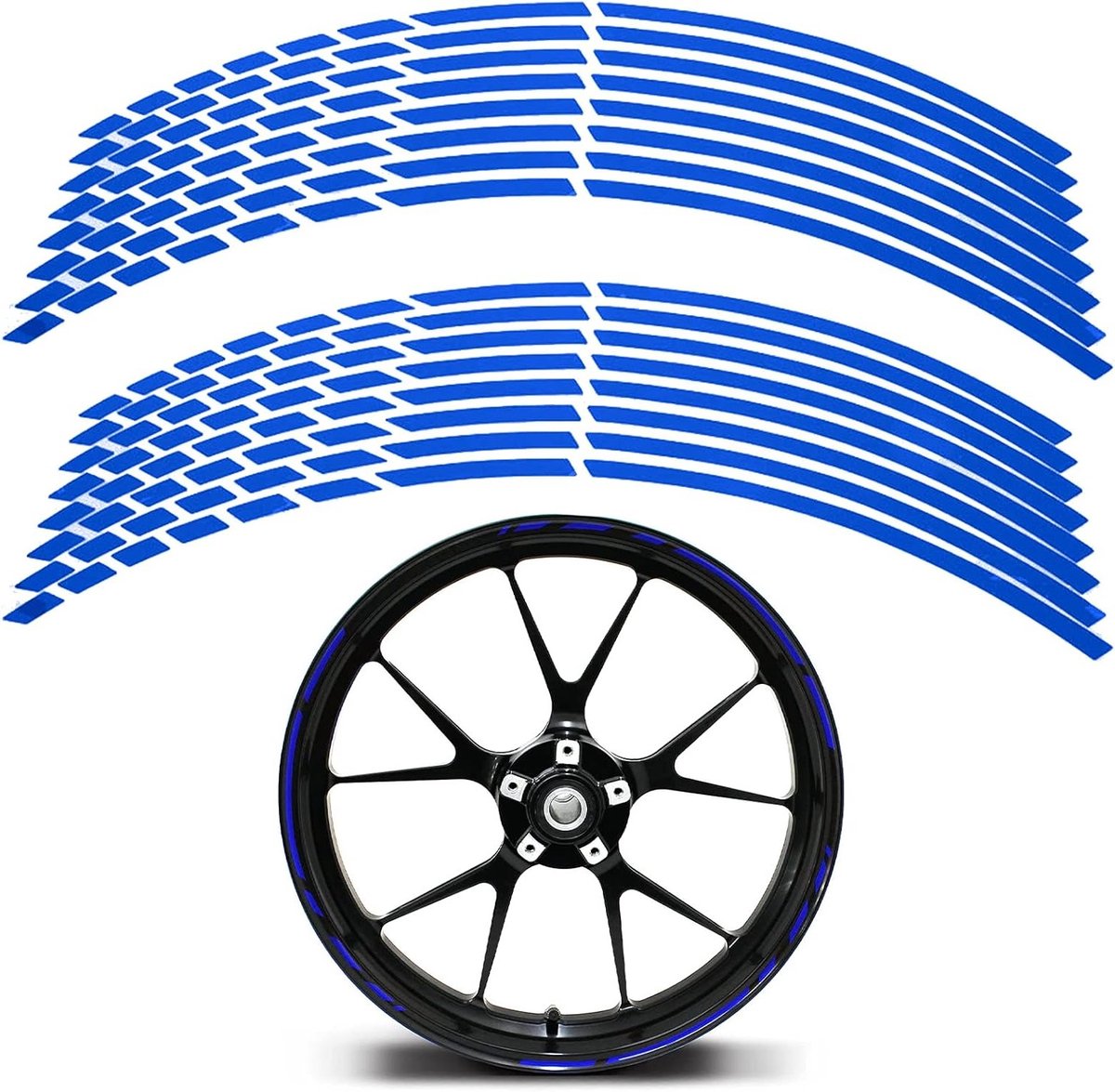 Reflecterende Velgstickers Set voor Motoren, Fietsen en Auto's - Blauw, Duurzaam en Waterdicht