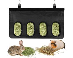 Dailygoods- Hooi Feeder Duurzaam - Voederzak - Geschikt voor Konijnen/Cavia's - Automatisch - Zwart - Maat 46 x 28 cm