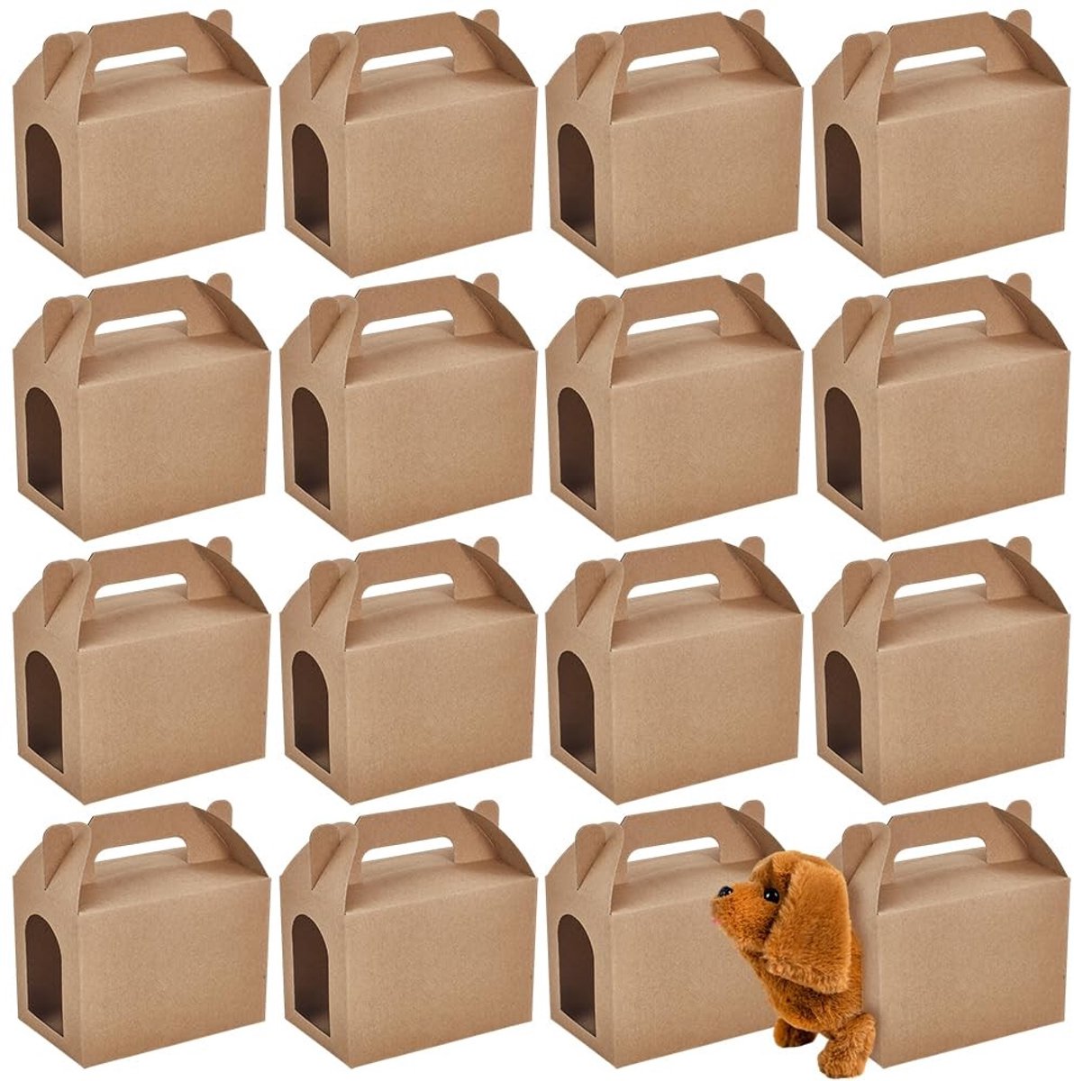 Dailygoods- Feestgeschenkdozen 36 stuks - 9 x 14 x 14,6 cm - Venster 7,3 x 5,25 cm - Perfect voor snoep/snacks - Verjaardagsfeestjes - Huisdierthema evenementen - Cadeauverpakking
