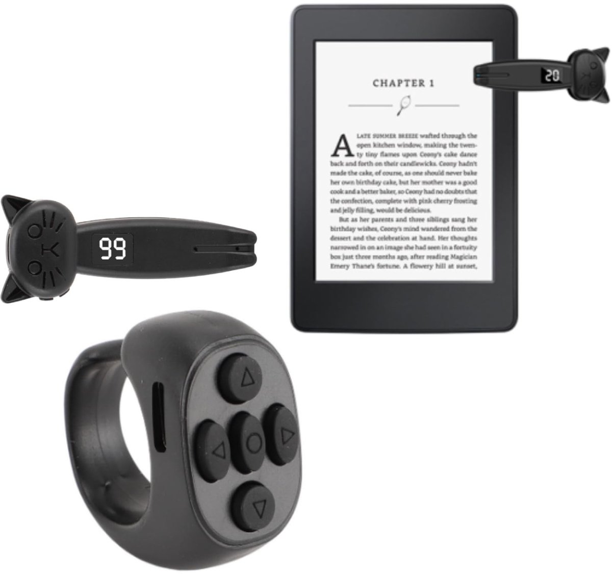 Dailygoods- Scrollring - Afstandsbediening Page Turner - Bluetooth/Sleutelmodus - Compatibel met Android/iOS - Compact formaat - Digitale nummerweergave