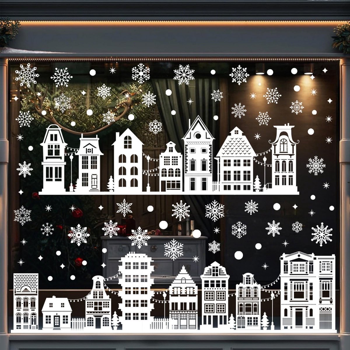 Dailygoods- Raamstickers Kerst - 9 Vellen - Sneeuwvlokken - Terraswoningen - Herbruikbaar - 30 x 20 cm - Feestelijke Decoratie - Kerststickers