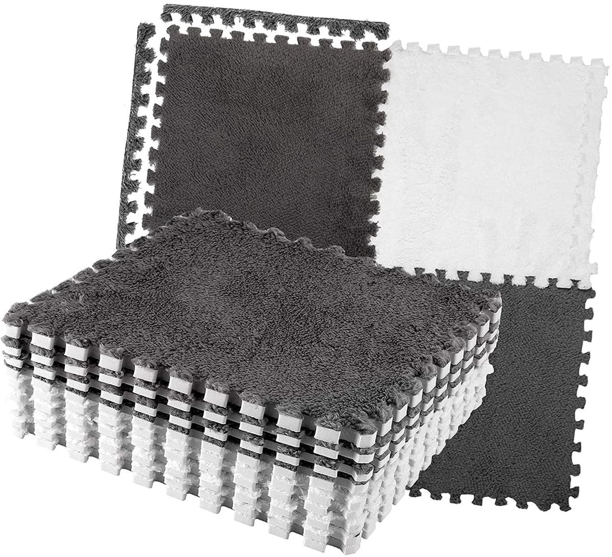 Dailygoods- Puzzeltapijt Antislip - Pluche Schuim - 10 Stuks 30x30cm - Zacht en Duurzaam - Veelzijdig voor Speelruimtes - Stijlvol Kleurblokpatroon - Vloermat