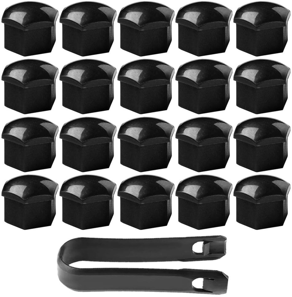 Dailygoods- Wielmoerafdekkingen 20 Stuks - Universele Naaf Schroefdop - Zeshoekige Deksel - Verwijderingsgereedschap - Kunststof - Afmetingen 2.4 x 2.4 cm - Wielmoerdop